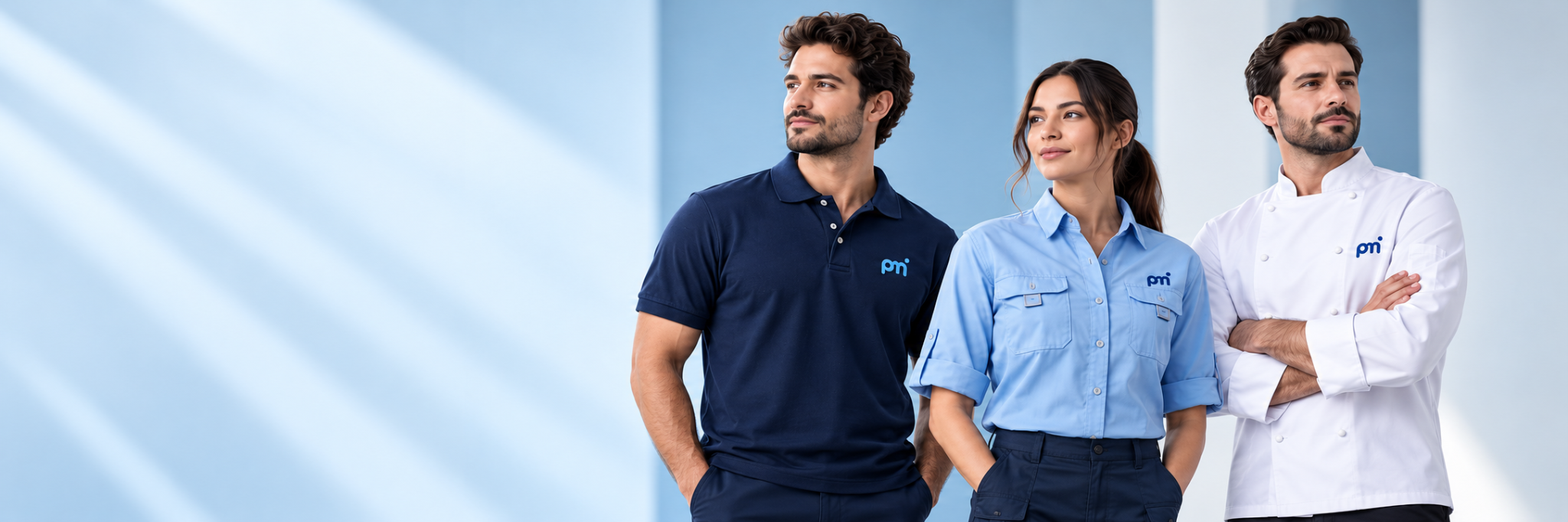 Tres modelos usando uniformes Punto Marka